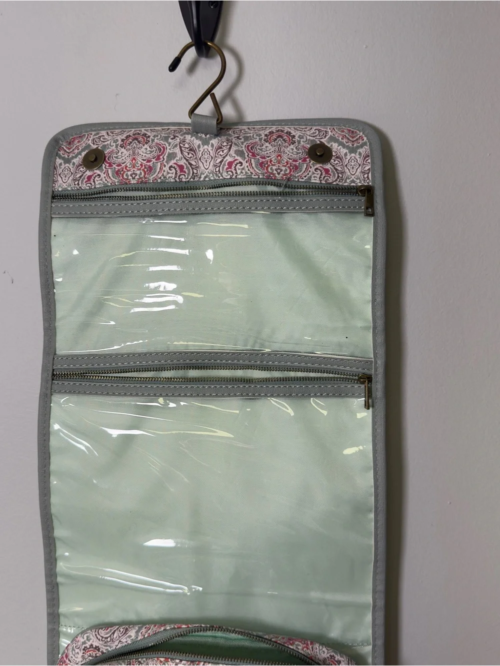 Hanging Cosmetic Toiletry Bag in Pink Paisley